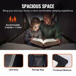 Adulte et enfant lisant dans la tente VEVOR, avec bande LED, sac et matelas