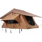 Tente de toit dépliante VEVOR ouverte, double toit marron, vue sans véhicule