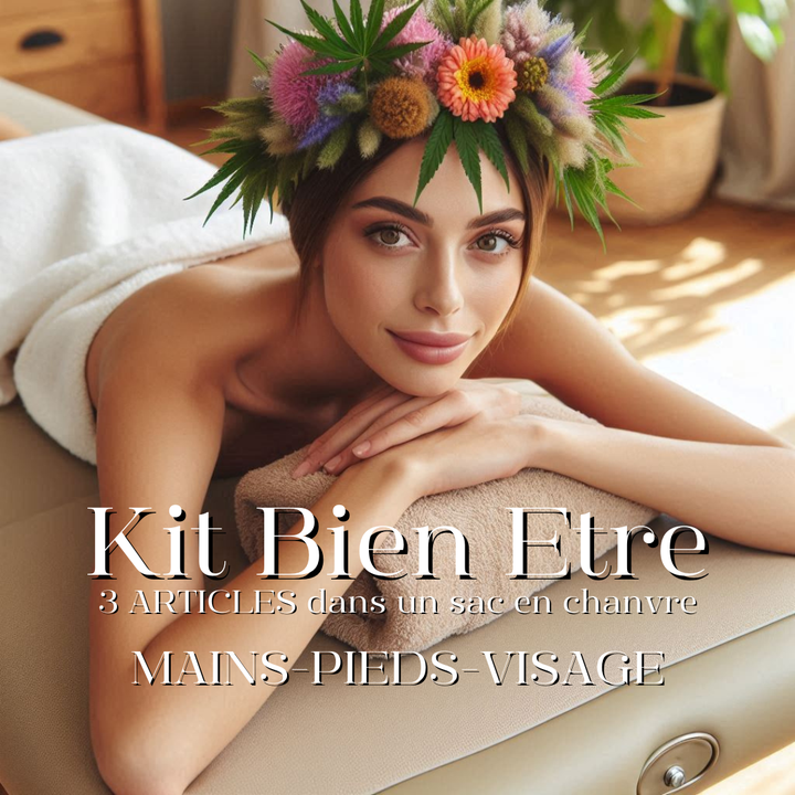 Kit Bien Etre: 3 ARTICLES dans un sac en chanvre ( MAINS-PIEDS-VISAGE)