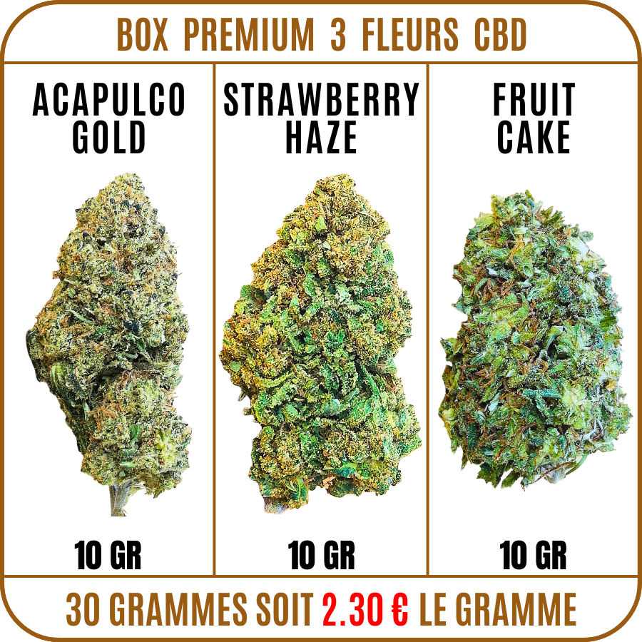 box premium fleur cbd - fleur cbd pas cher - acapulco gold cbd - strawberry haze cbd - fruit cake cbd - cbd pas cher