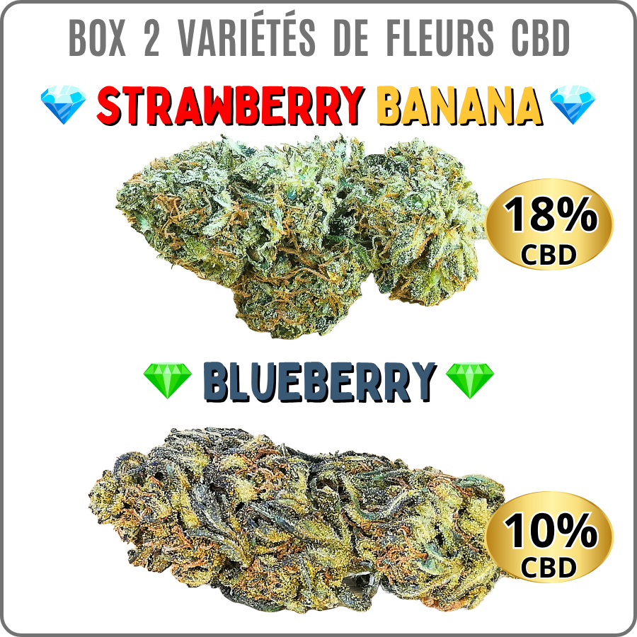 box fleurs CBD - box CBD pas cher - strawberry banana CBD - Blueberry CBD