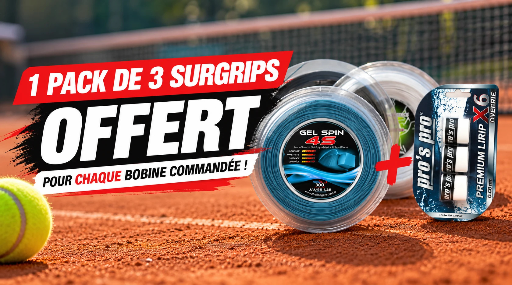1 pack de 3 surgrips offert pour chaque bobine commandée