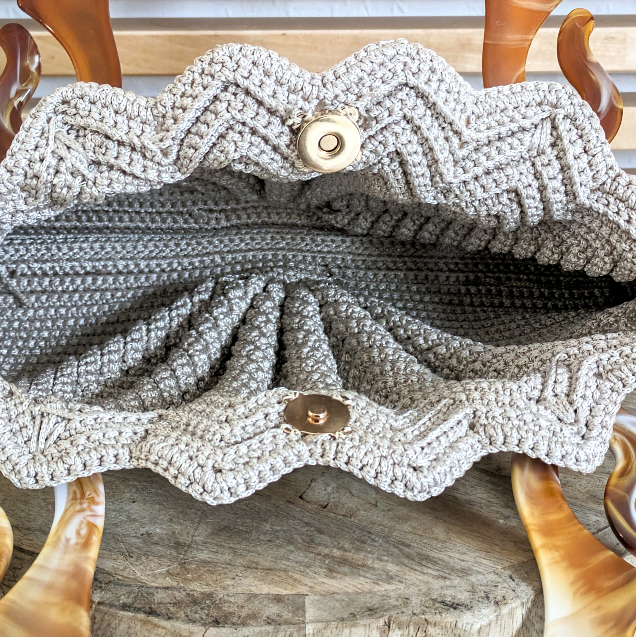 Sac coquillage crochet beige.2