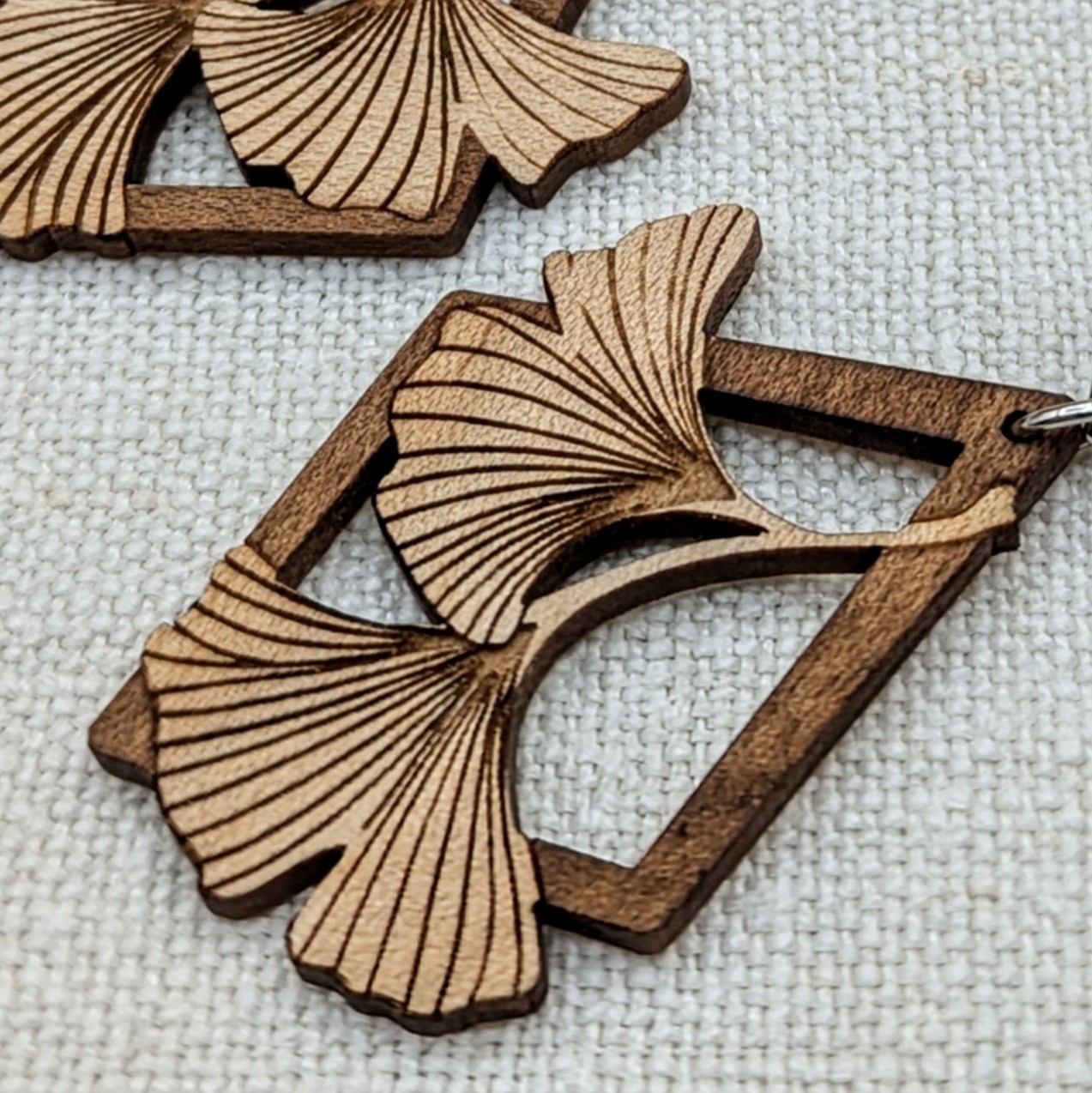 Boucles doreilles Ginkgo argent- La Louve.2