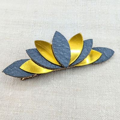 Barrette Alba bleu et or (2)