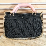 Sac crochet noir poignées résine.5