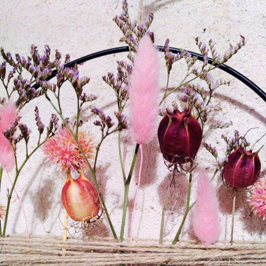 Fée florale - couronne métal à suspendre
