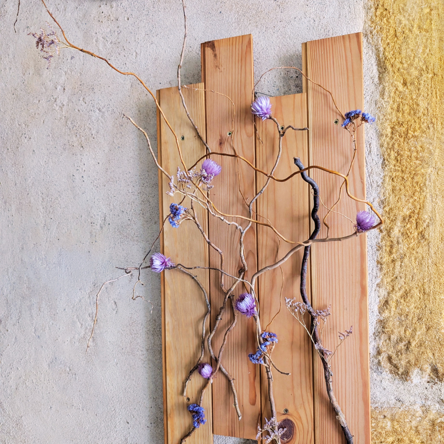 Bois fleuri - création mural - Fleurs séchées