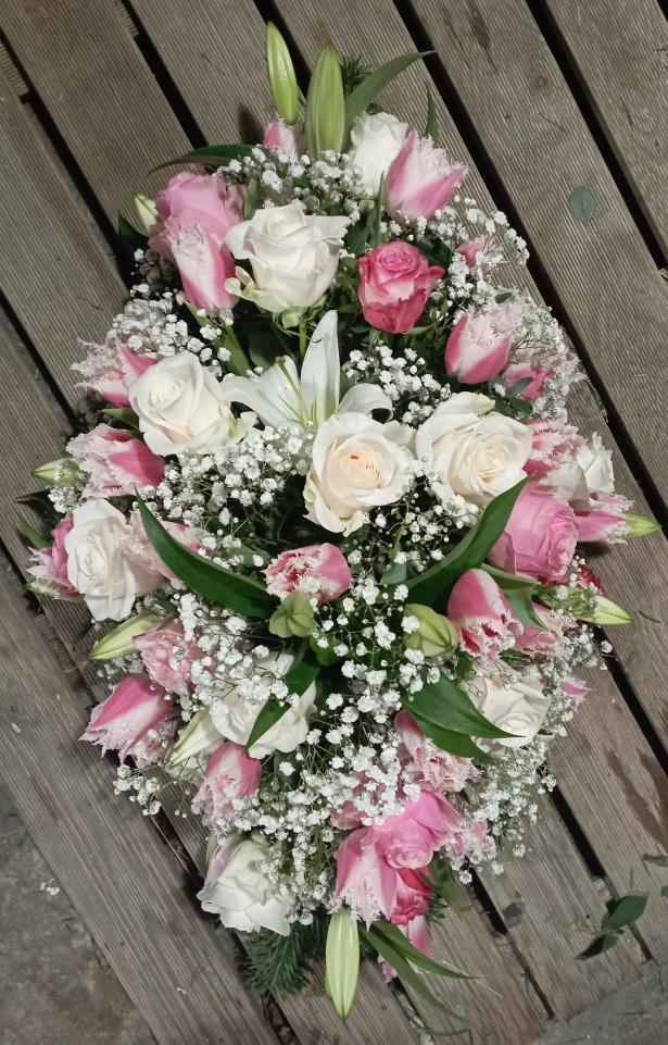 deuil raquette rose et blanche