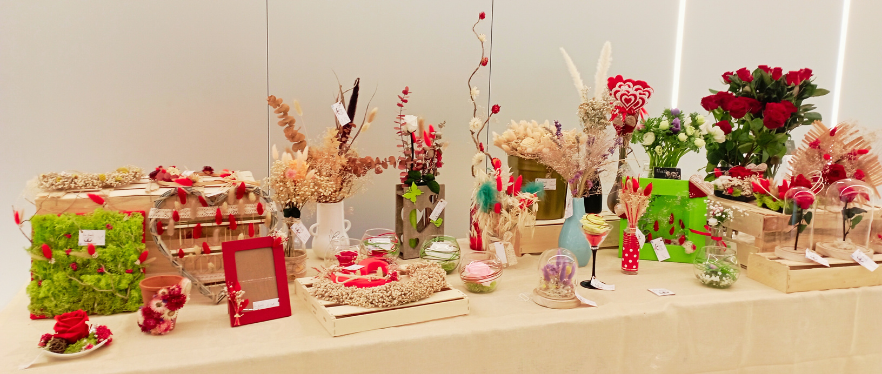 expo vente fleurs sechees et eternelles saint valentin