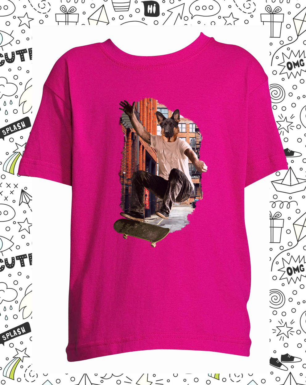 t-shirt skate fushia enfant