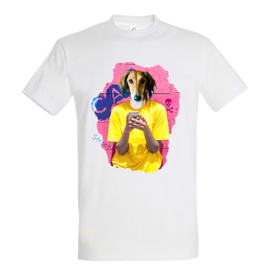 T-shirt chien smartphone