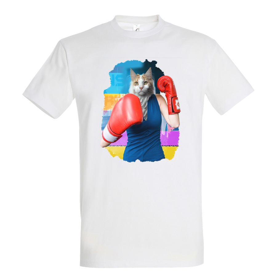 T-shirt chat boxeuse