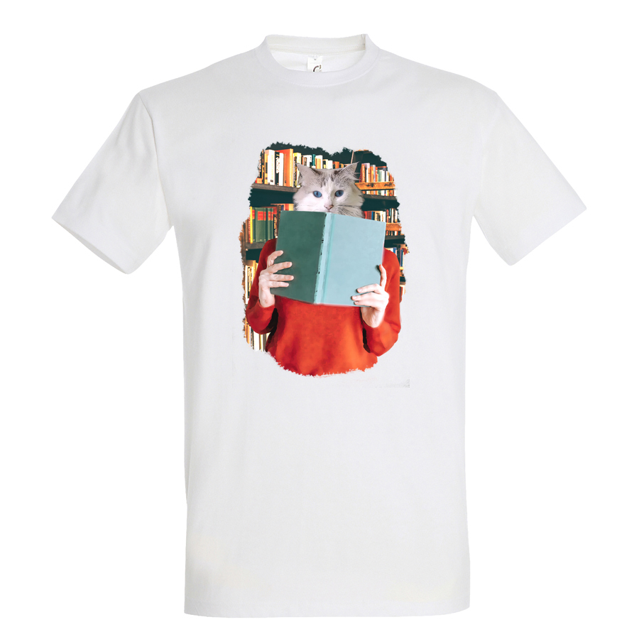 T-shirt chat bibliothèque