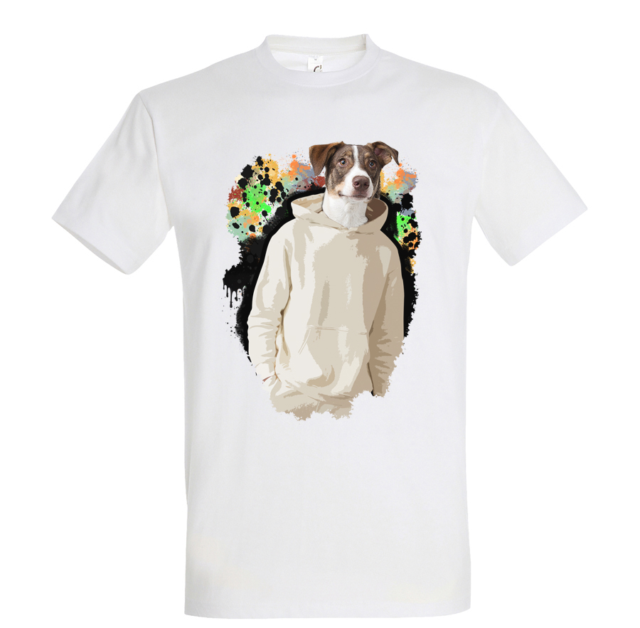 t-shirt chien dripping - homme blanc
