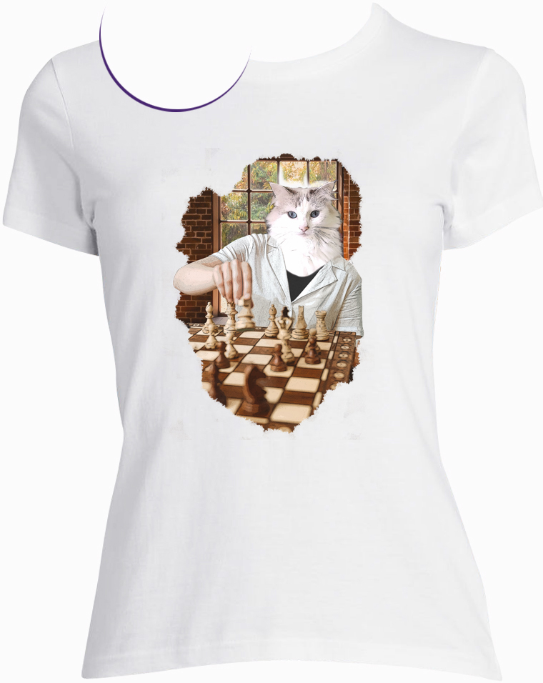 T-shirt chat joueur échecs