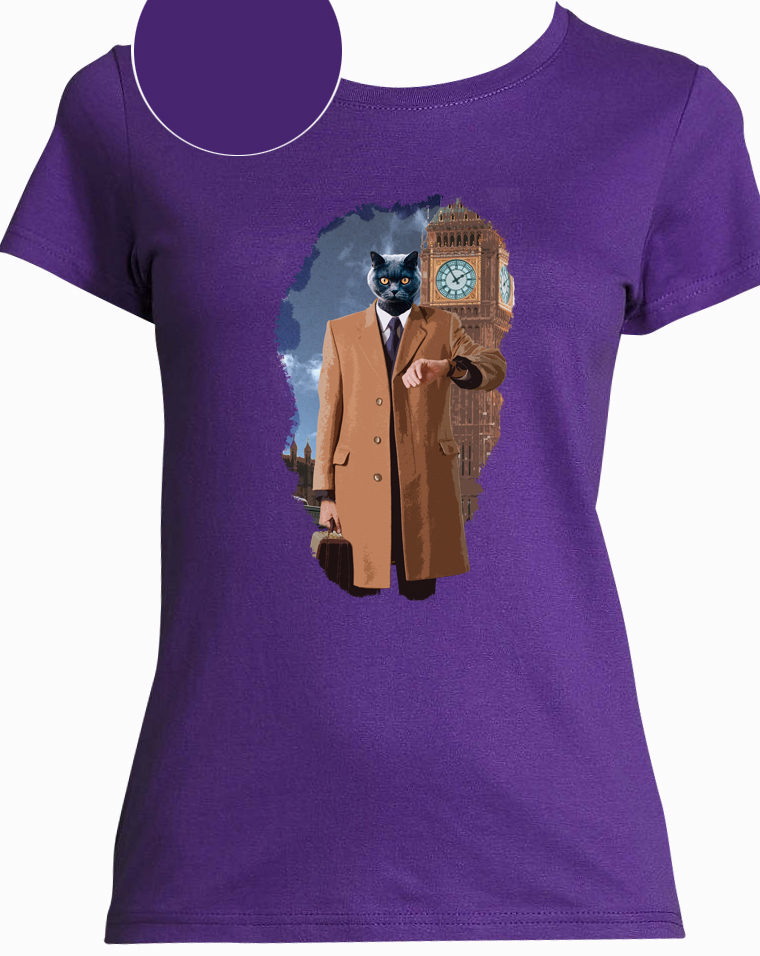 t-shirt chat big ben violet femme