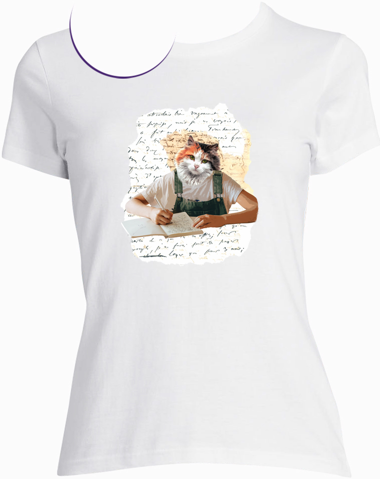 T-shirt chat calligraphie