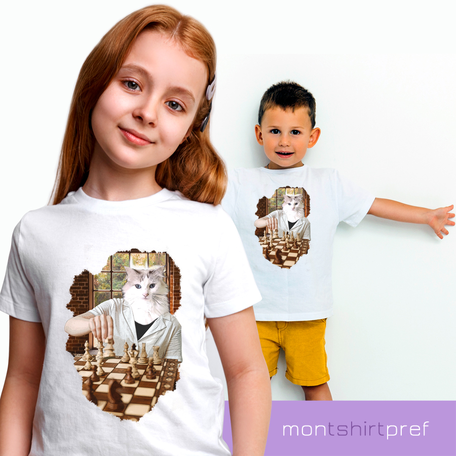t-shirt chat echec enfant