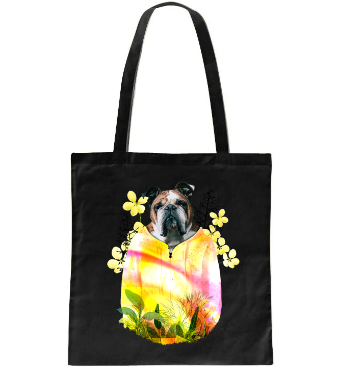 sac chien fleurs noir