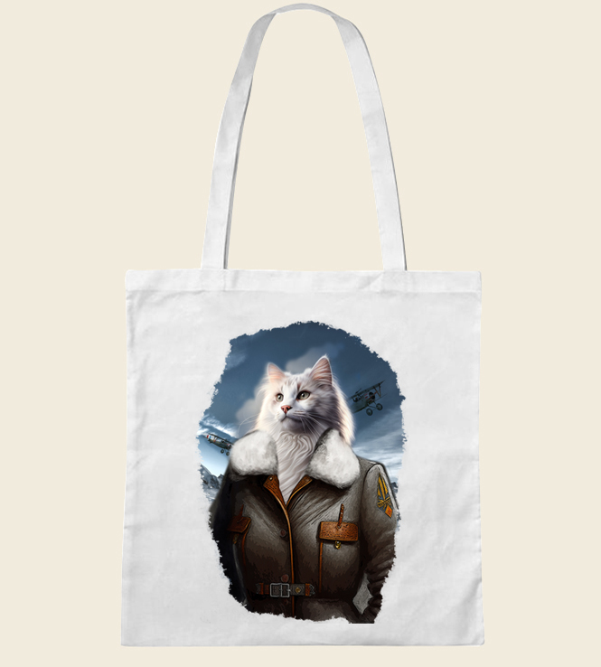 sac chat aviatrice blanc