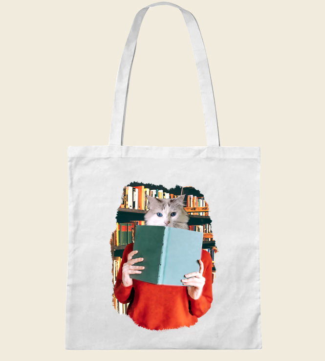 sac chat bibliothèque blanc