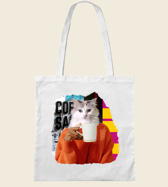 sac chat cafe blanc