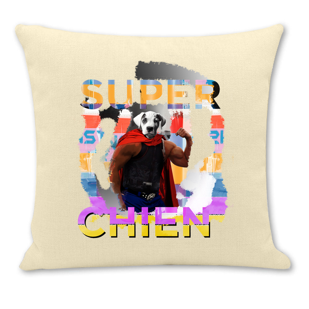 coussin chien super heros