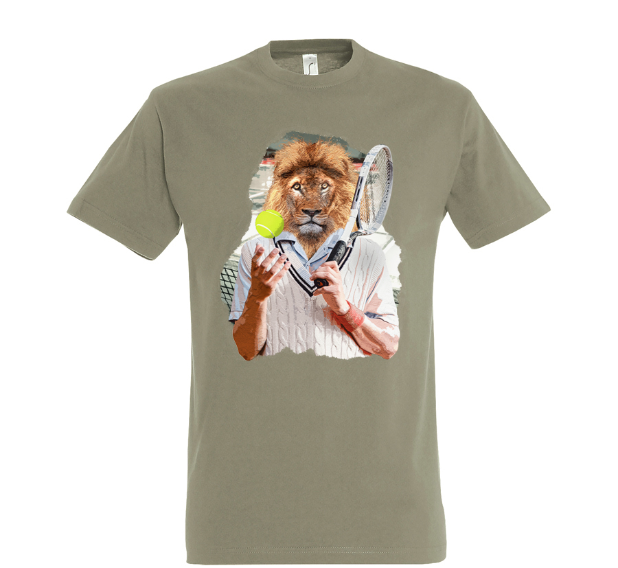 t-shirt homme lion kaki