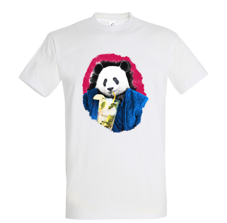 t-shirt homme panda blanc