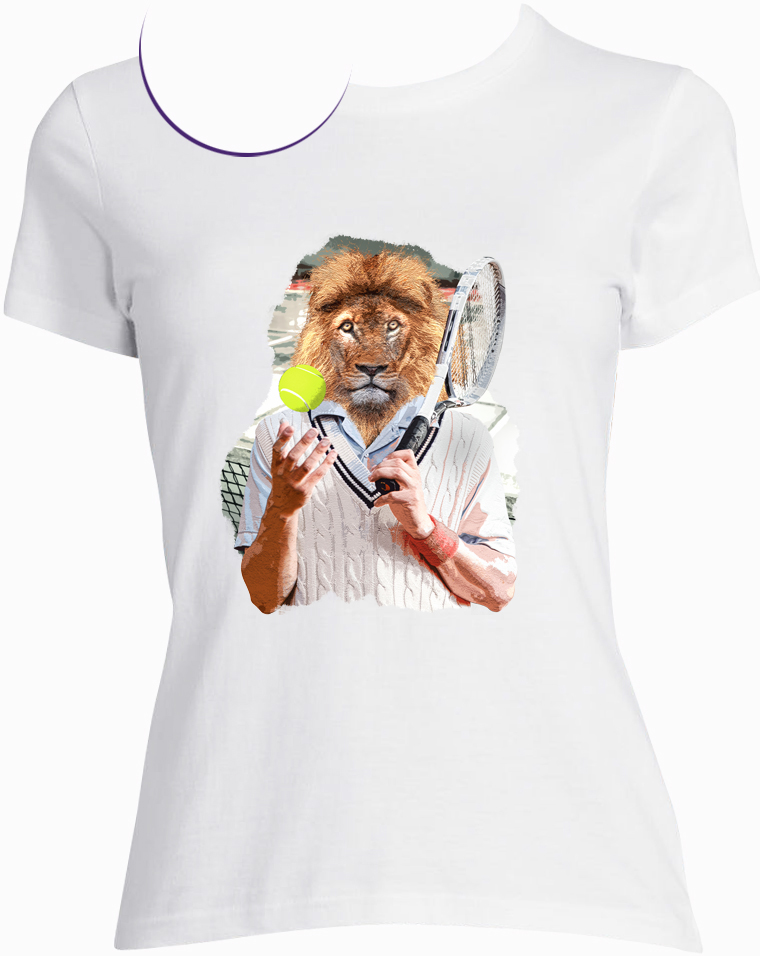 t-shirt lion blanc femme
