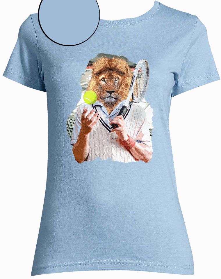 t-shirt lion bleu ciel