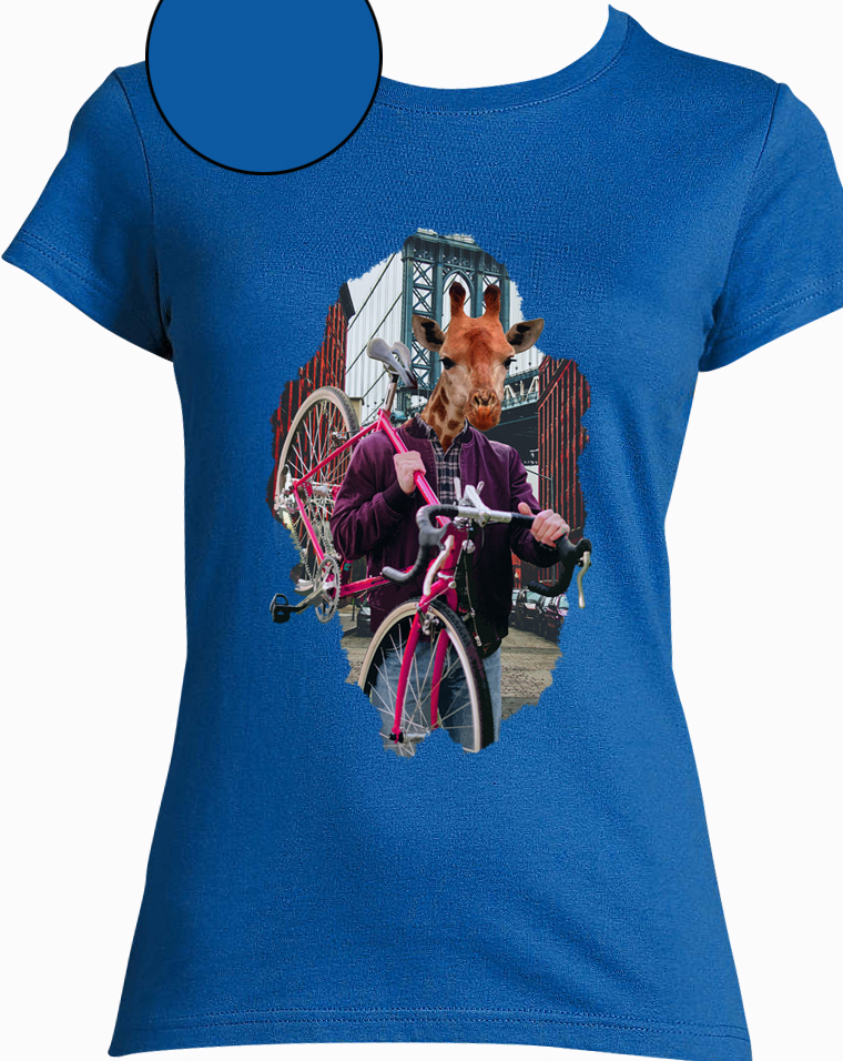 t-shirt girafe bleu roy femme
