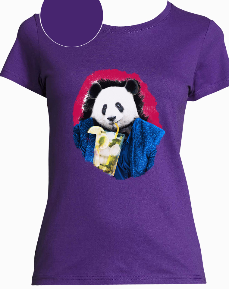 t-shirt panda violet femme