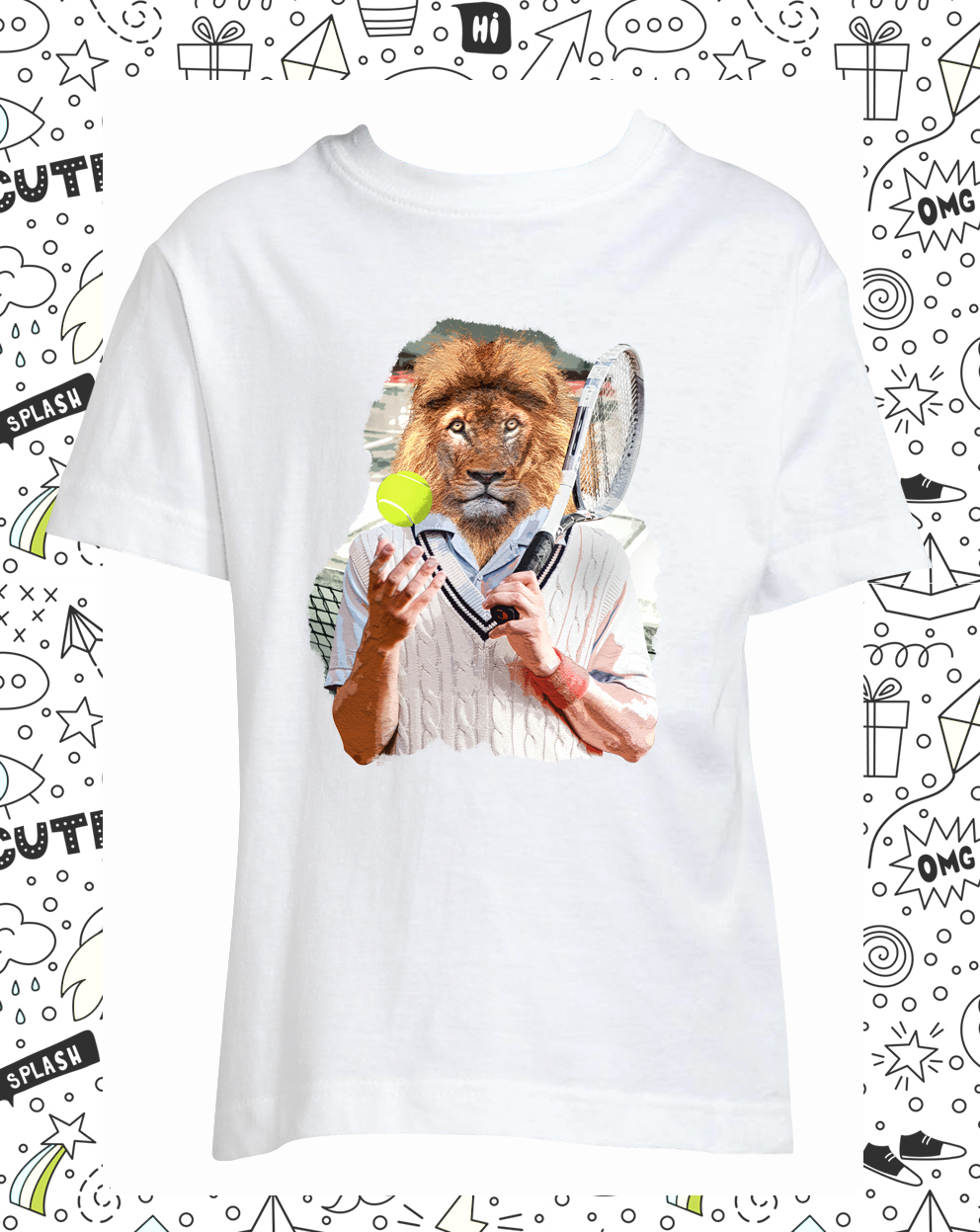 T-shirt enfant lion tennis