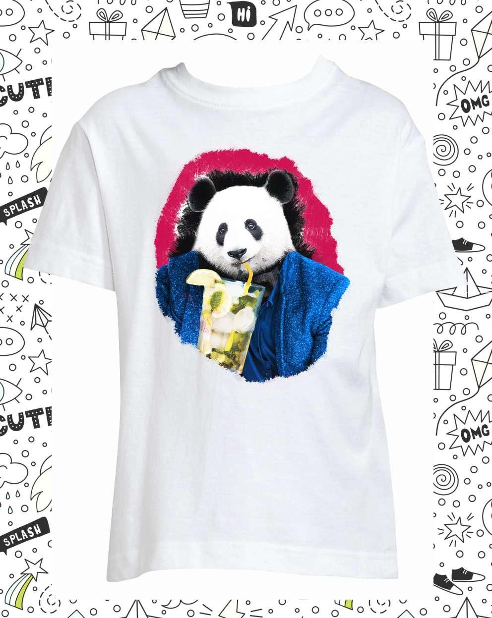 t-shirt panda blanc enfant