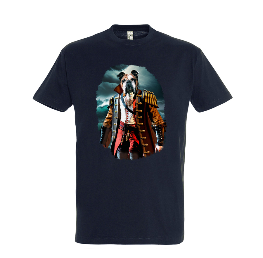 t-shirt chien pirate - homme bleu marine