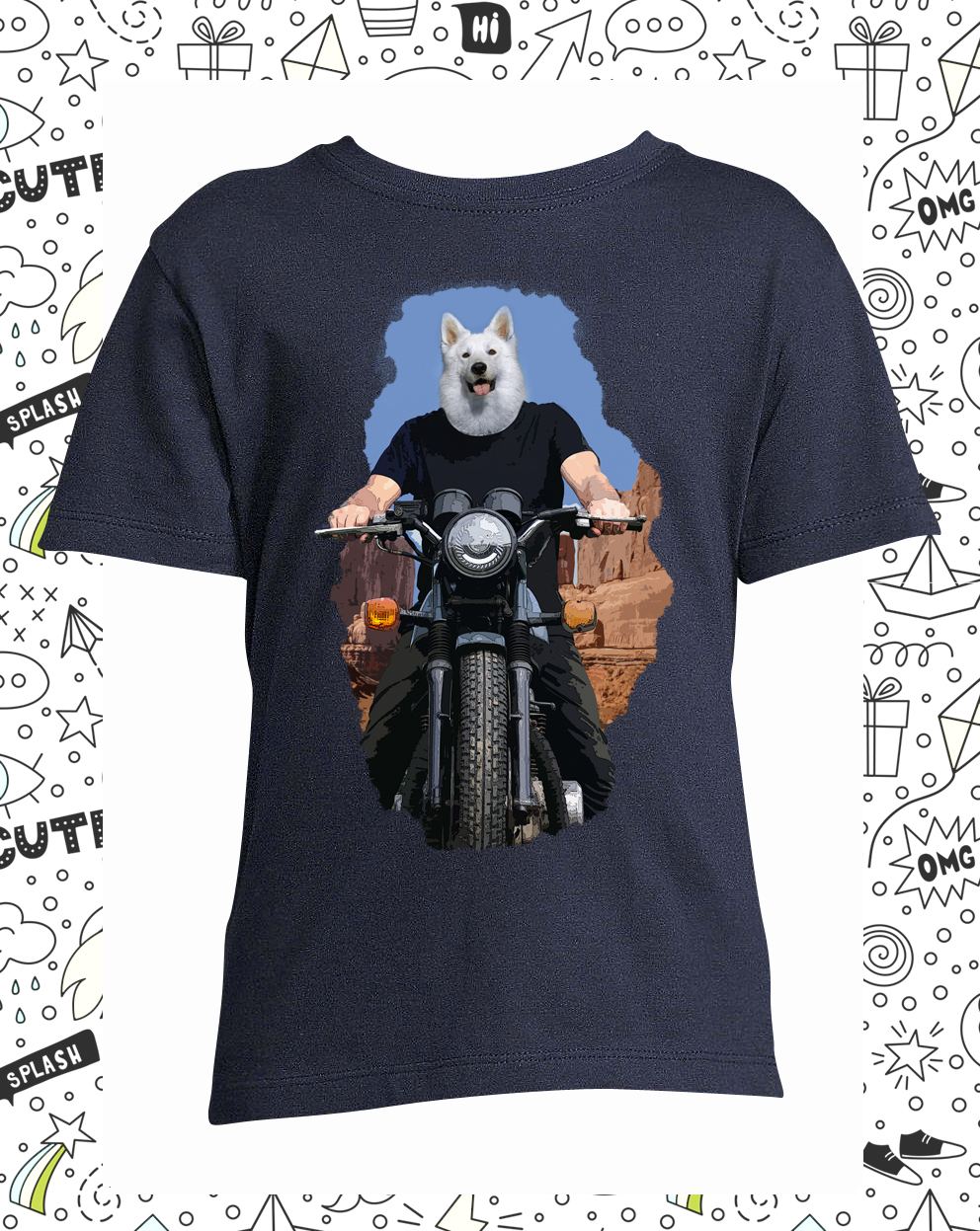 t-shirt chien moto jeans enfant