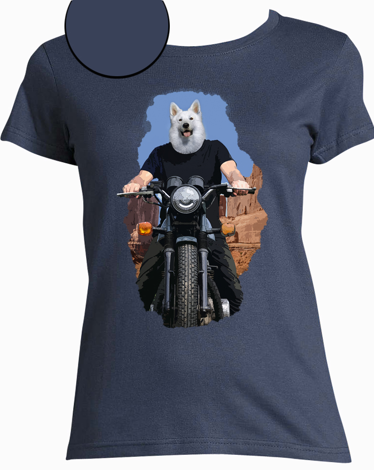 t-shirt chien moto jeans femme