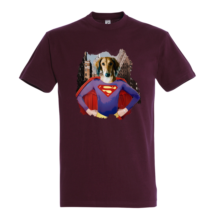 t-shirt chien heroine - homme bordeaux