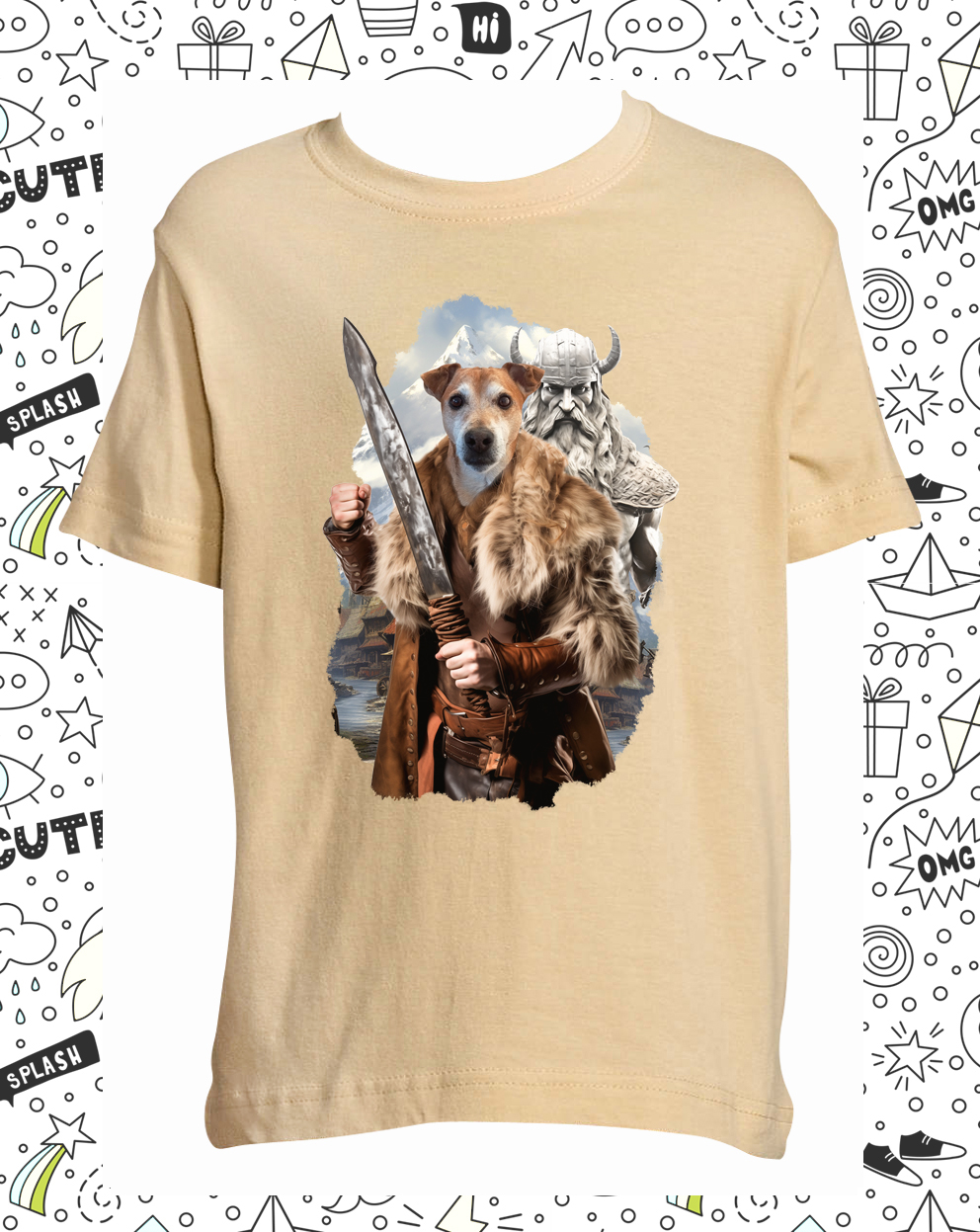 t-shirt sable chien viking enfant