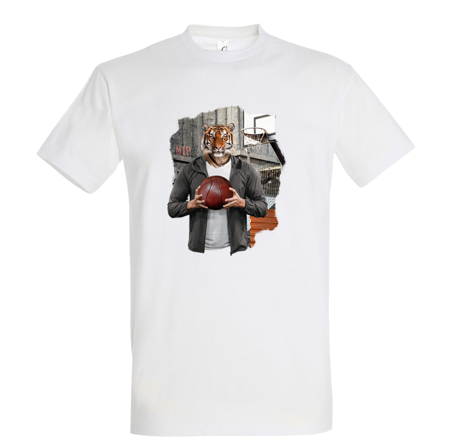 t-shirt blanc tigre homme