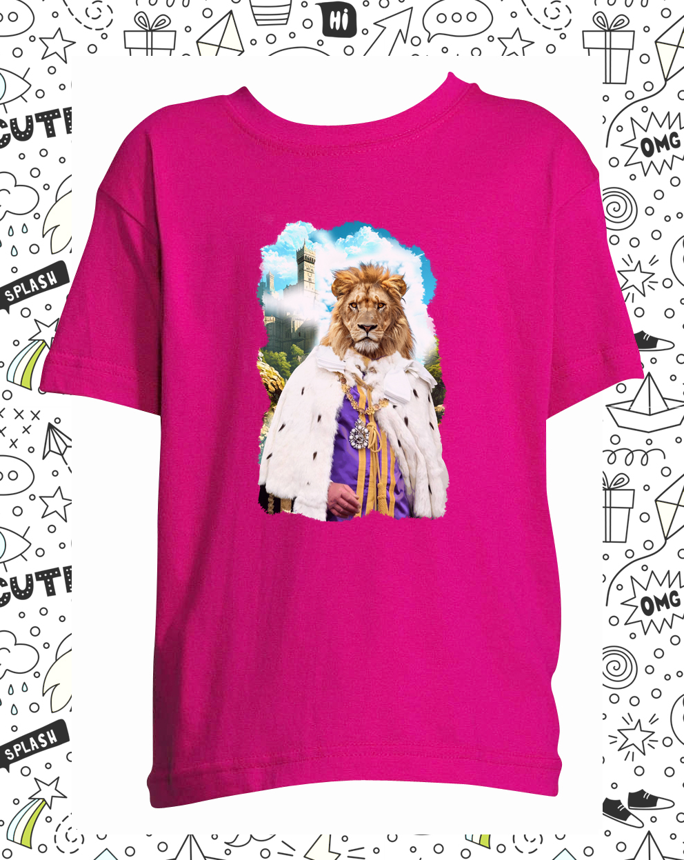t-shirt fushia roi lion enfant