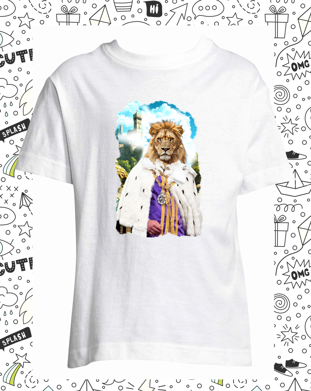 t-shirt blanc roi lion enfant