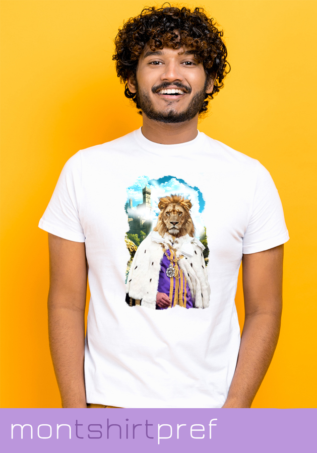 t-shirt homme motif roi lion