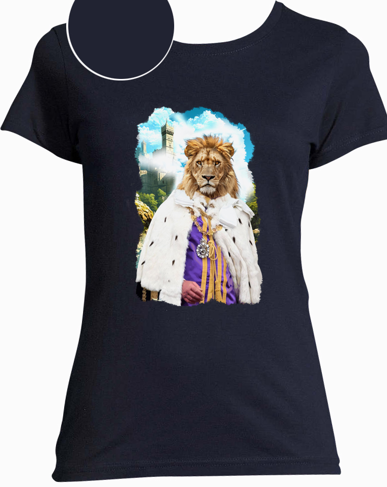 T-shirt bleu roi lion femme