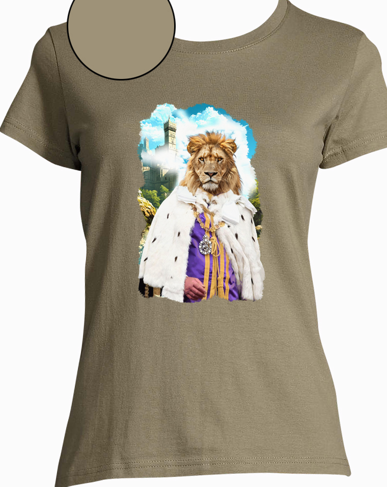 T-shirt kaki  roi lion femme