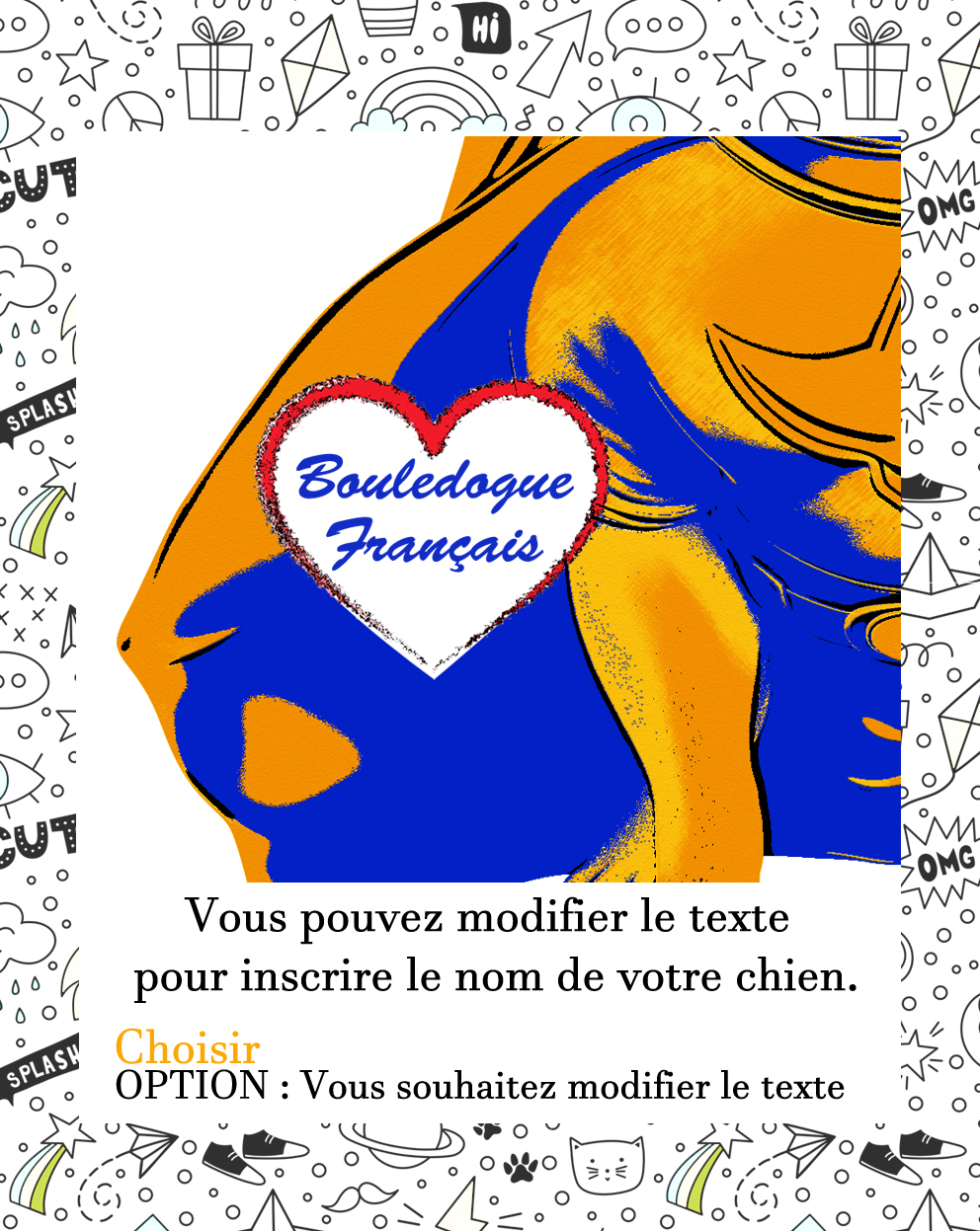 Bouledogue Français texte modifiable