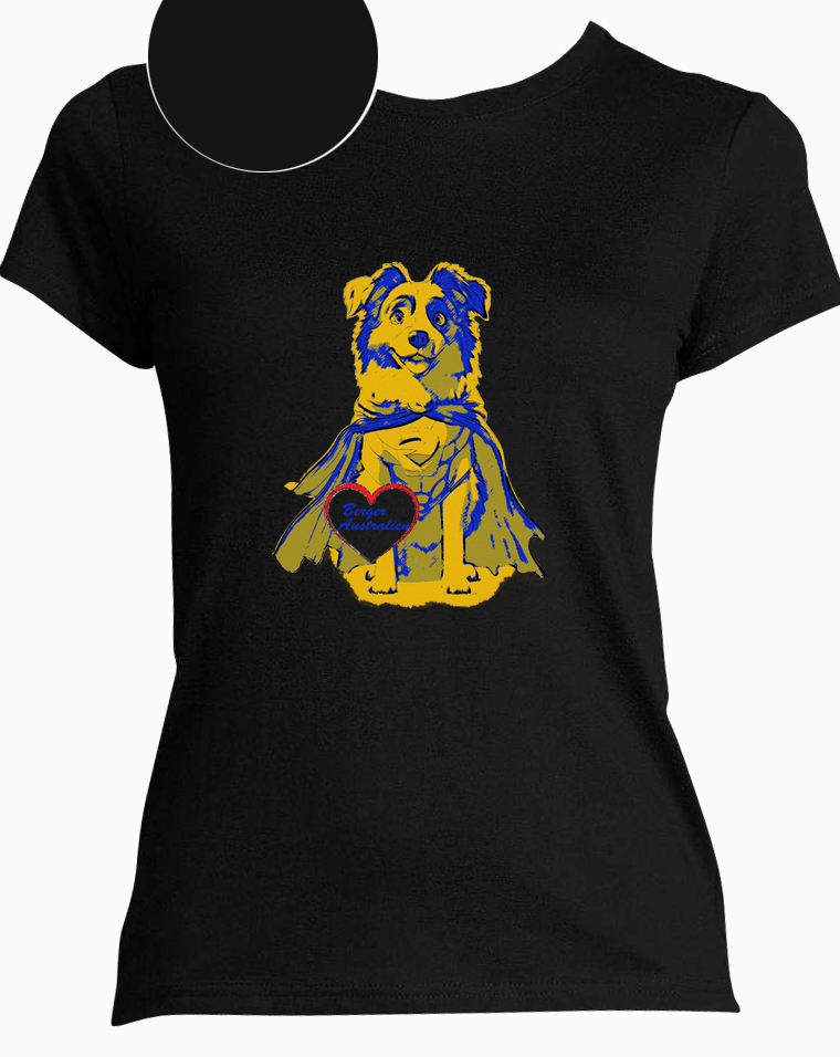 T-shirt noir  femme motif berger australien