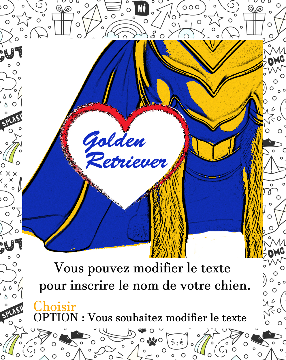 golden retriever texte modifiable